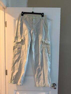 American Eagle Baggy Jogger Cargo Pants (Faded Lime Green)